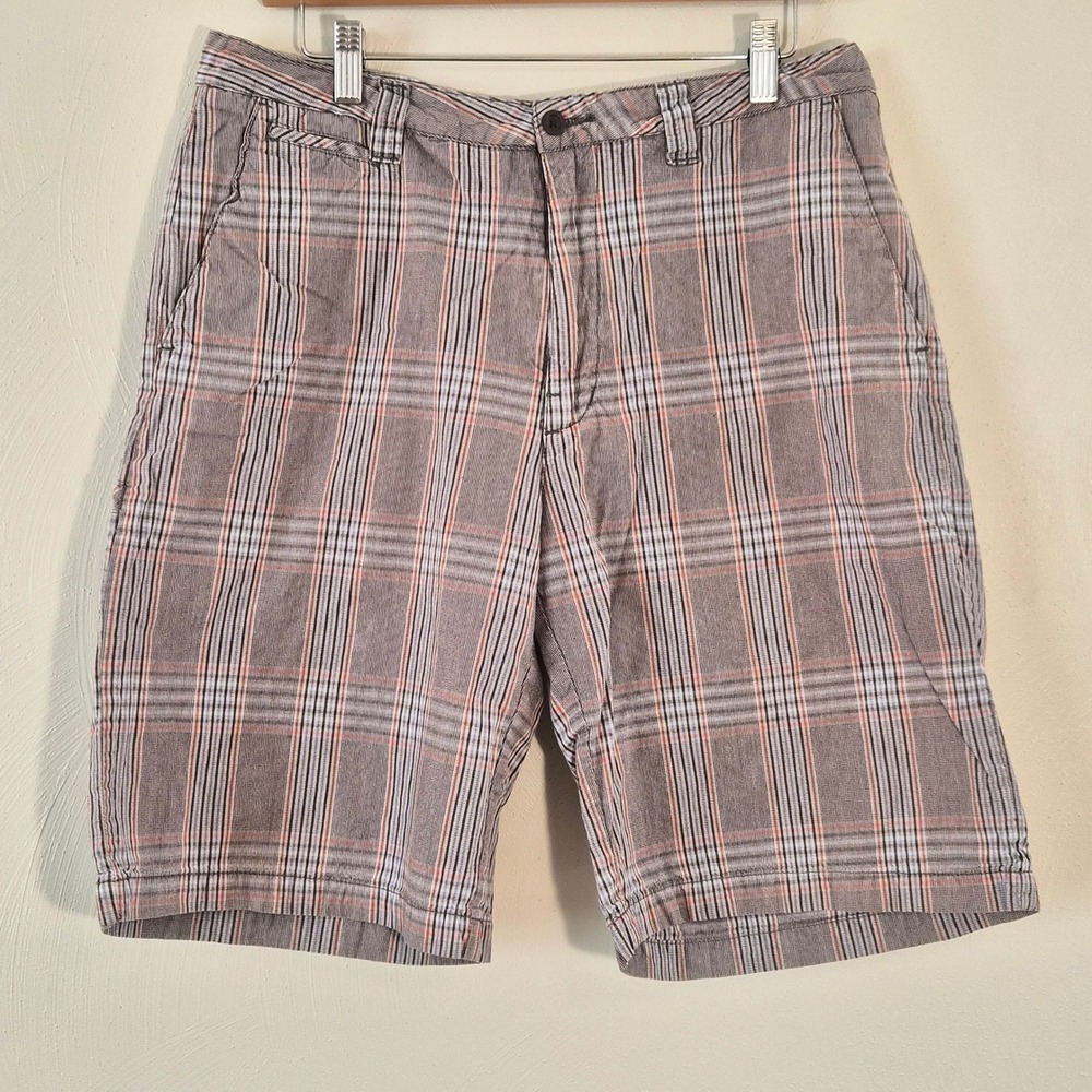 Quicksilver Edition Mens Plaid Chino Utility Cargo Beach, Shorts sz 33 Preppy